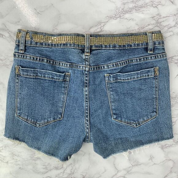 Stamp 10 Blue Metal Detail Custom Cutoff Shorts 4 - Picture 4 of 6